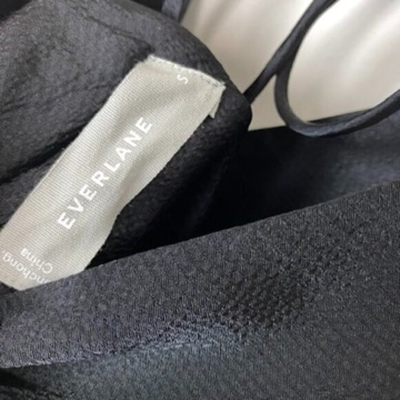 Everlane Satin Black Maxi Dress Womens Small Sleeveless V Neck Pockets - Picture 8 of 11